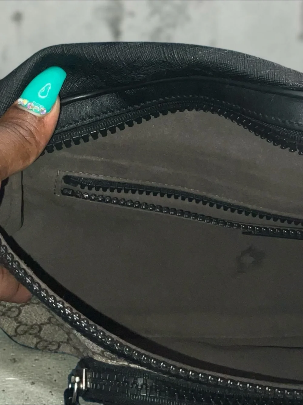 Gucci GG Supreme Monogram Belt Bag with Black Trim